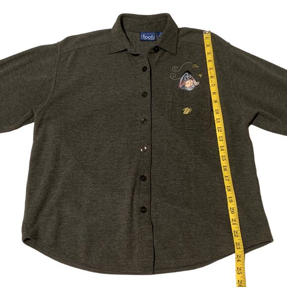 Women's DISNEY Top Sz M Eeyore Embroidered Button Down Shirt Gray Pooh Character - Picture 6 of 10